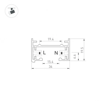 Трек LGD-2TR-TRACK-2000-WH-M (C) (IP20 Металл)