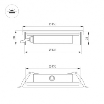 Фото Светильник ART-GROUND-SLIM-R150-12W Warm3000 (SL, 35 deg, 24V, IP67) интернет-магазина светодиодного освещения SvetoDar.com в Казани