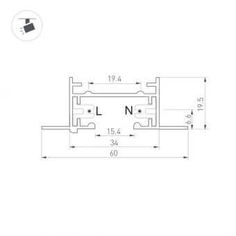 Трек LGD-2TR-TRACK-F-2000-BK-M (C) (IP20 Металл)