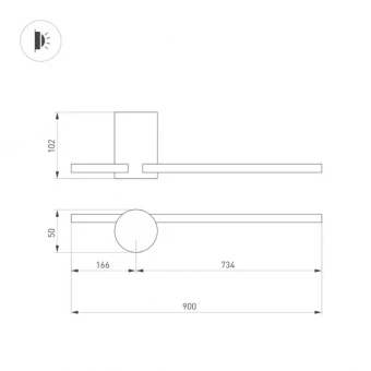 Светильник SP-VINCI-S900x55-10W Day4000 (BK, 110 deg, 230V, IP20 Металл)