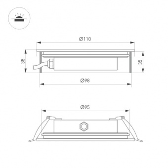 Фото Светильник ART-GROUND-SLIM-R110-6W Warm3000 (SL, 35 deg, 24V, IP67) интернет-магазина светодиодного освещения SvetoDar.com в Казани